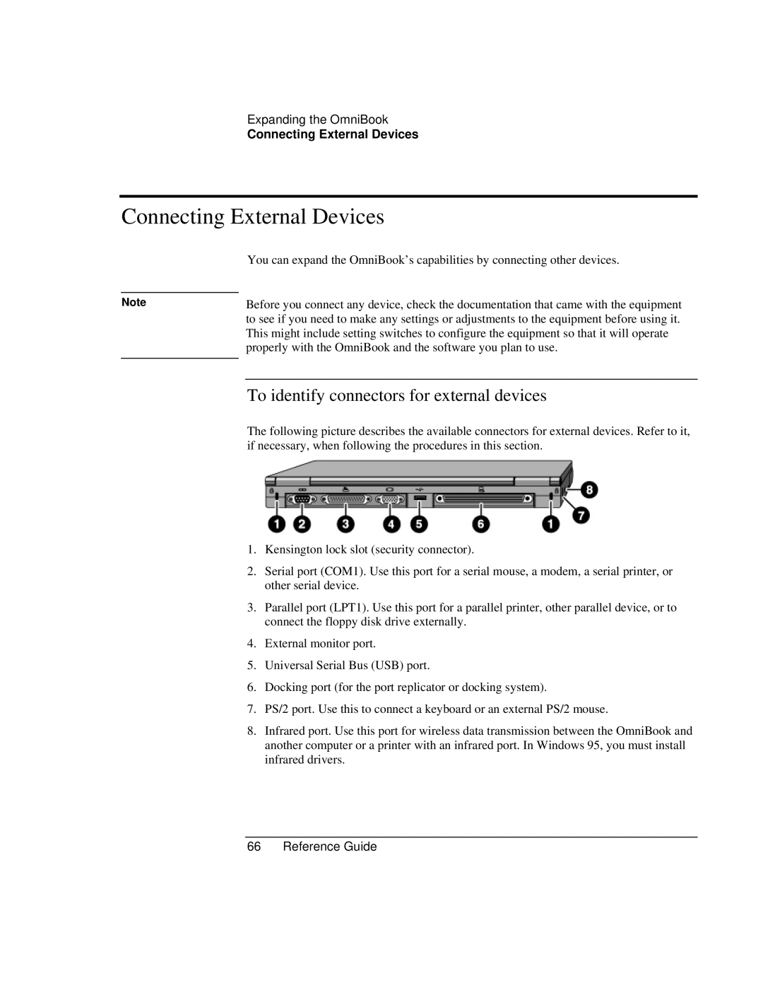 HP 900 manual Connecting External Devices, To identify connectors for external devices 