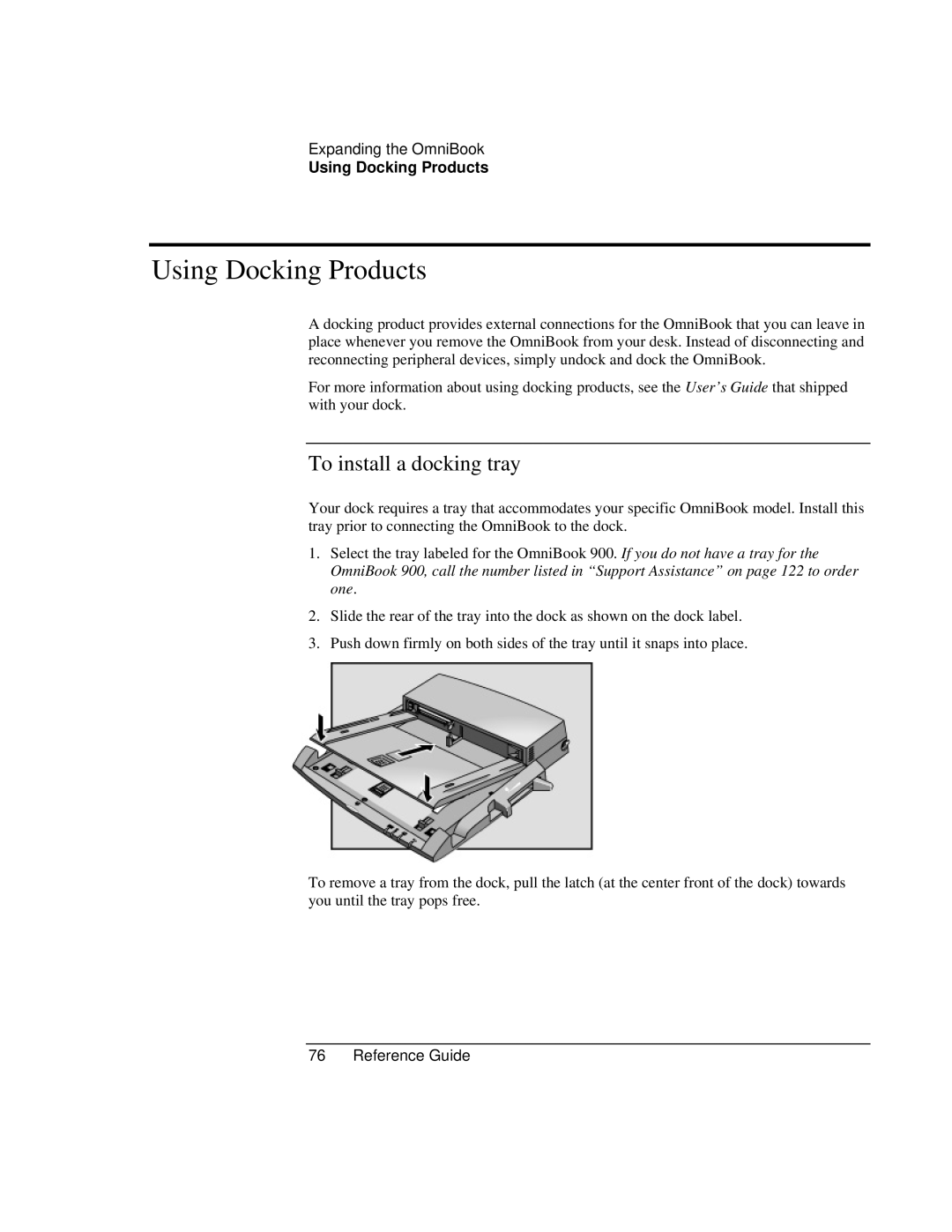 HP 900 manual Using Docking Products, To install a docking tray 