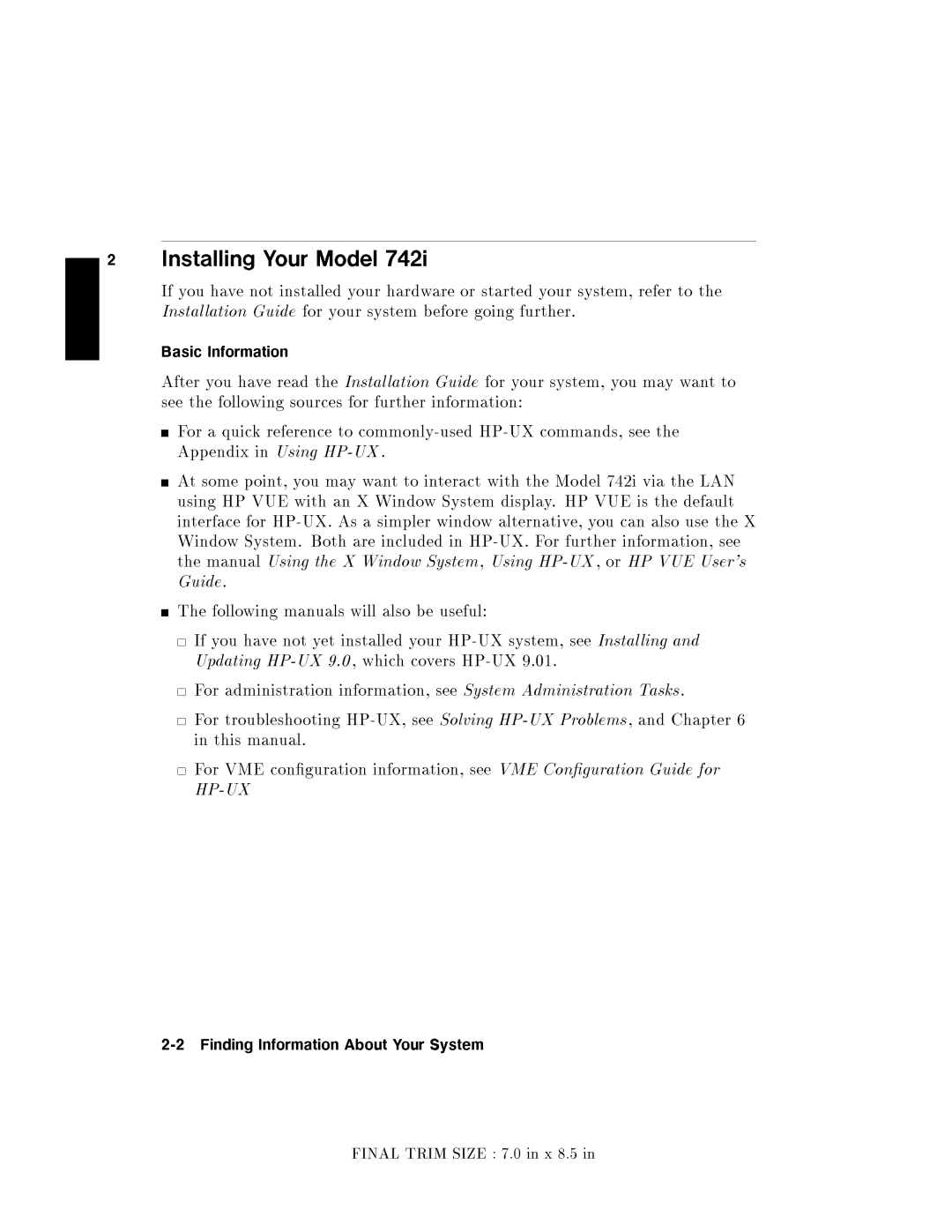 HP 9000 742i manual 2FindingInformationAboutFINALYourTRIMSystemSIZE7.0inx8.5in 