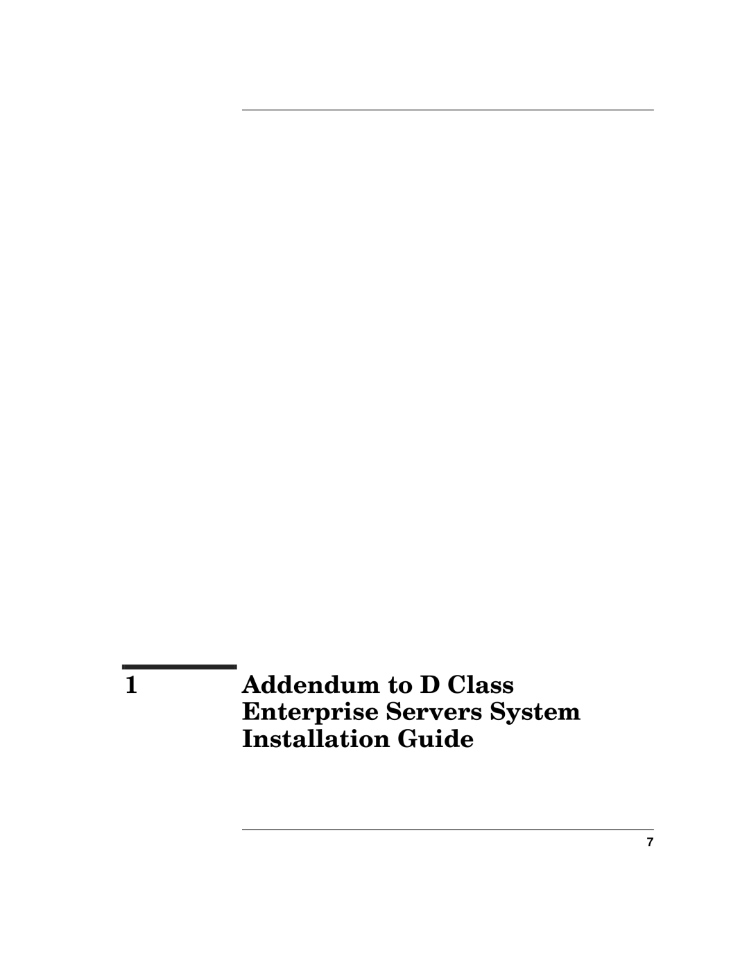 HP 9000 800t s Z7634-96002 manual Addendum to D Class 