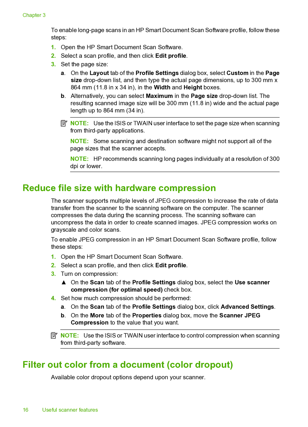 HP 9000 Sheet-feed manual Reduce file size with hardware compression, Filter out color from a document color dropout 