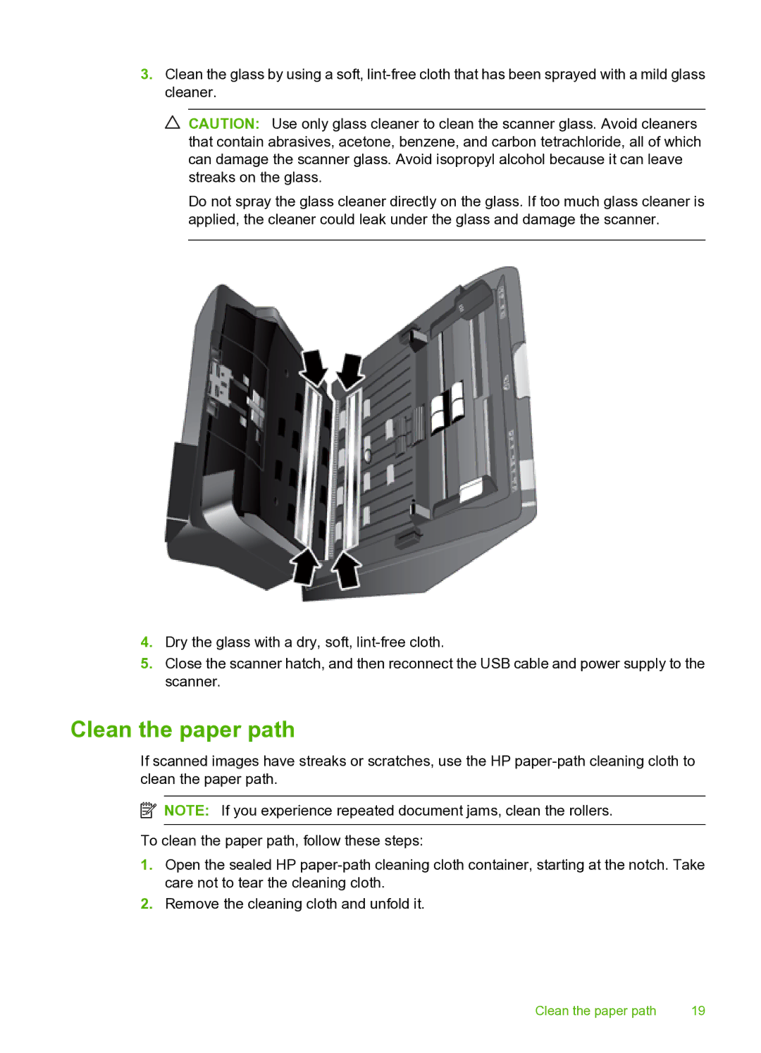 HP 9000 Sheet-feed manual Clean the paper path 