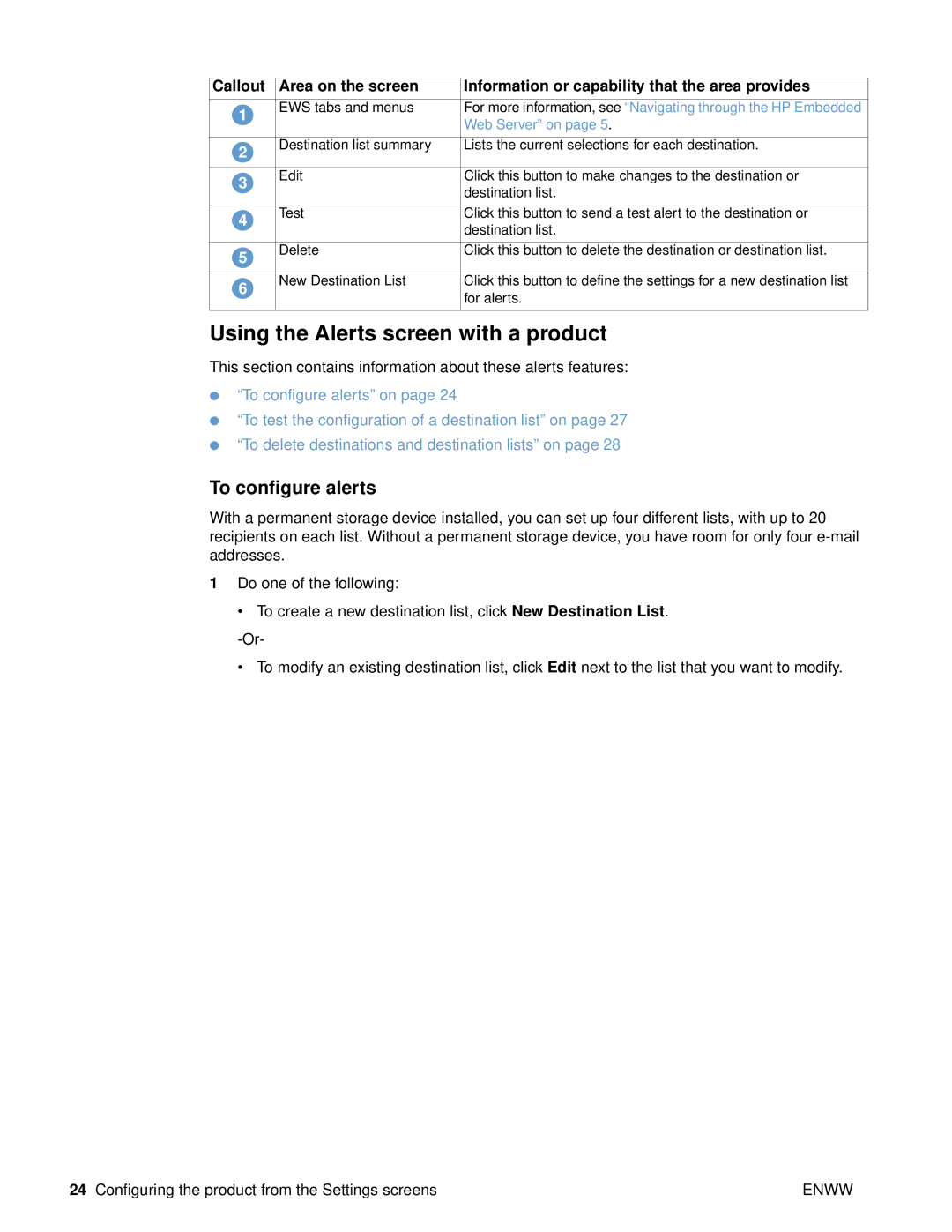 HP 9000 manual Using the Alerts screen with a product, To configure alerts 