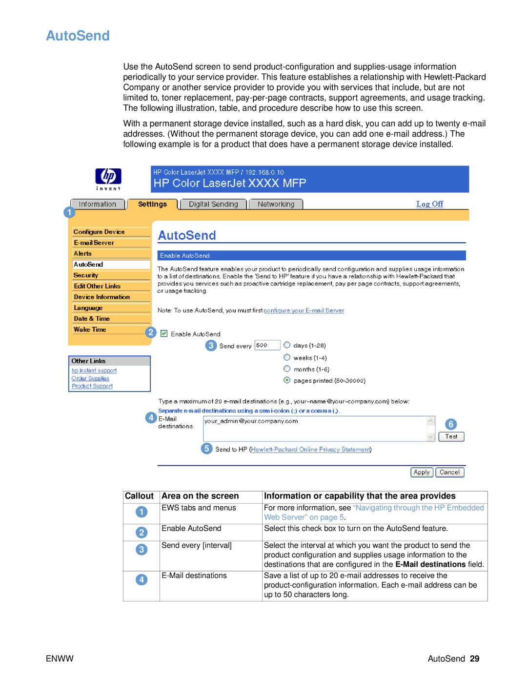 HP 9000 manual AutoSend 