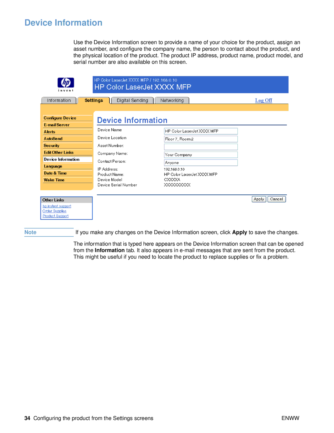 HP 9000 manual Device Information 