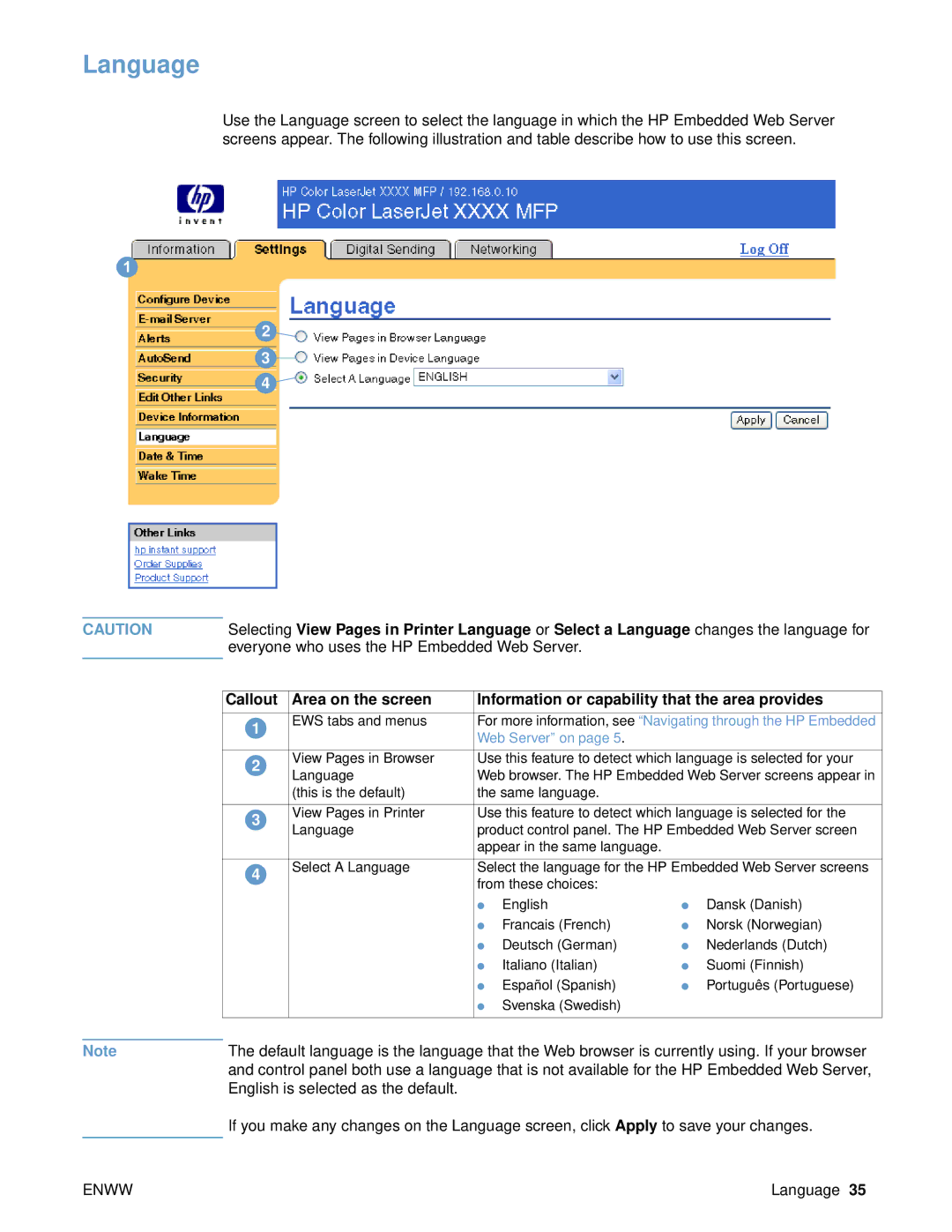 HP 9000 manual Language 