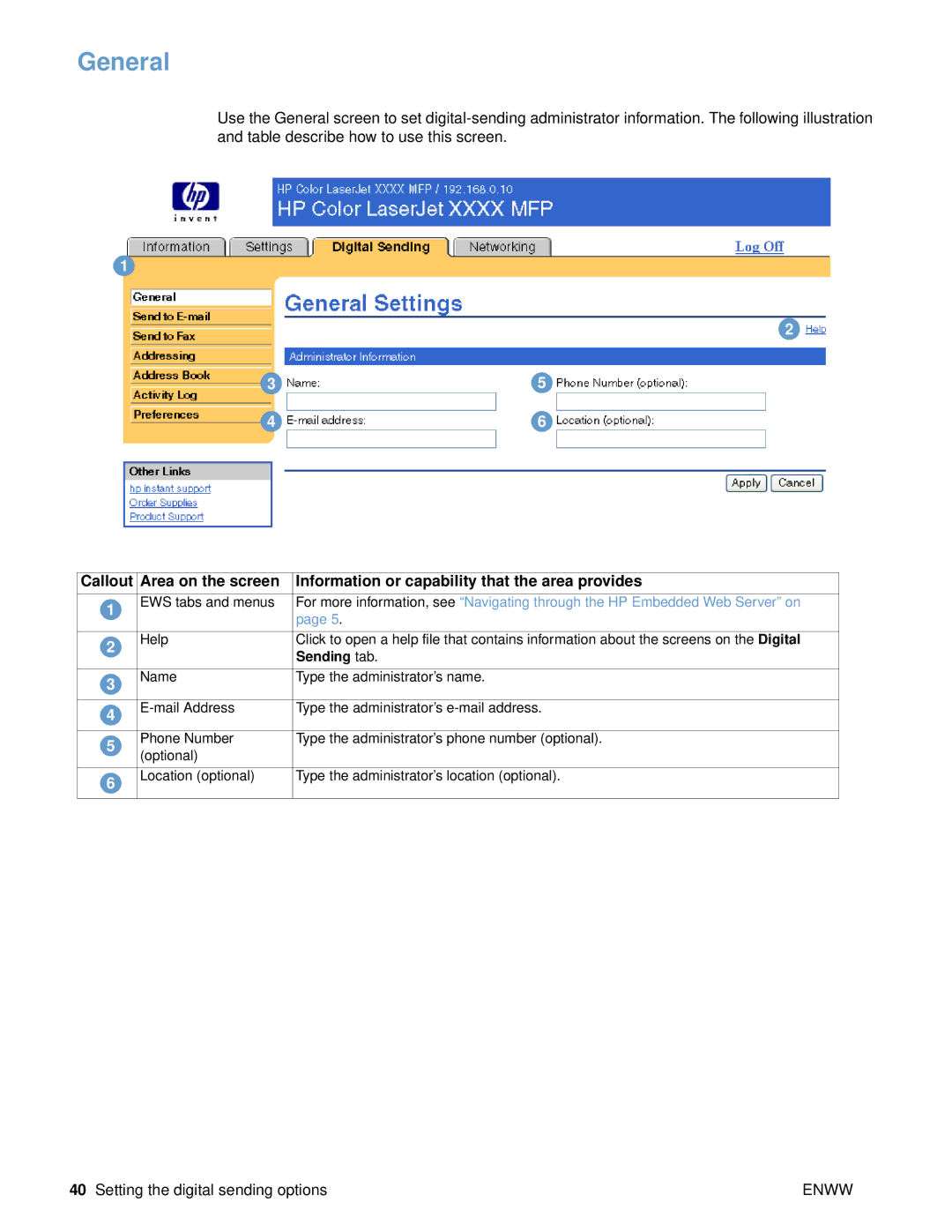 HP 9000 manual General, Sending tab 