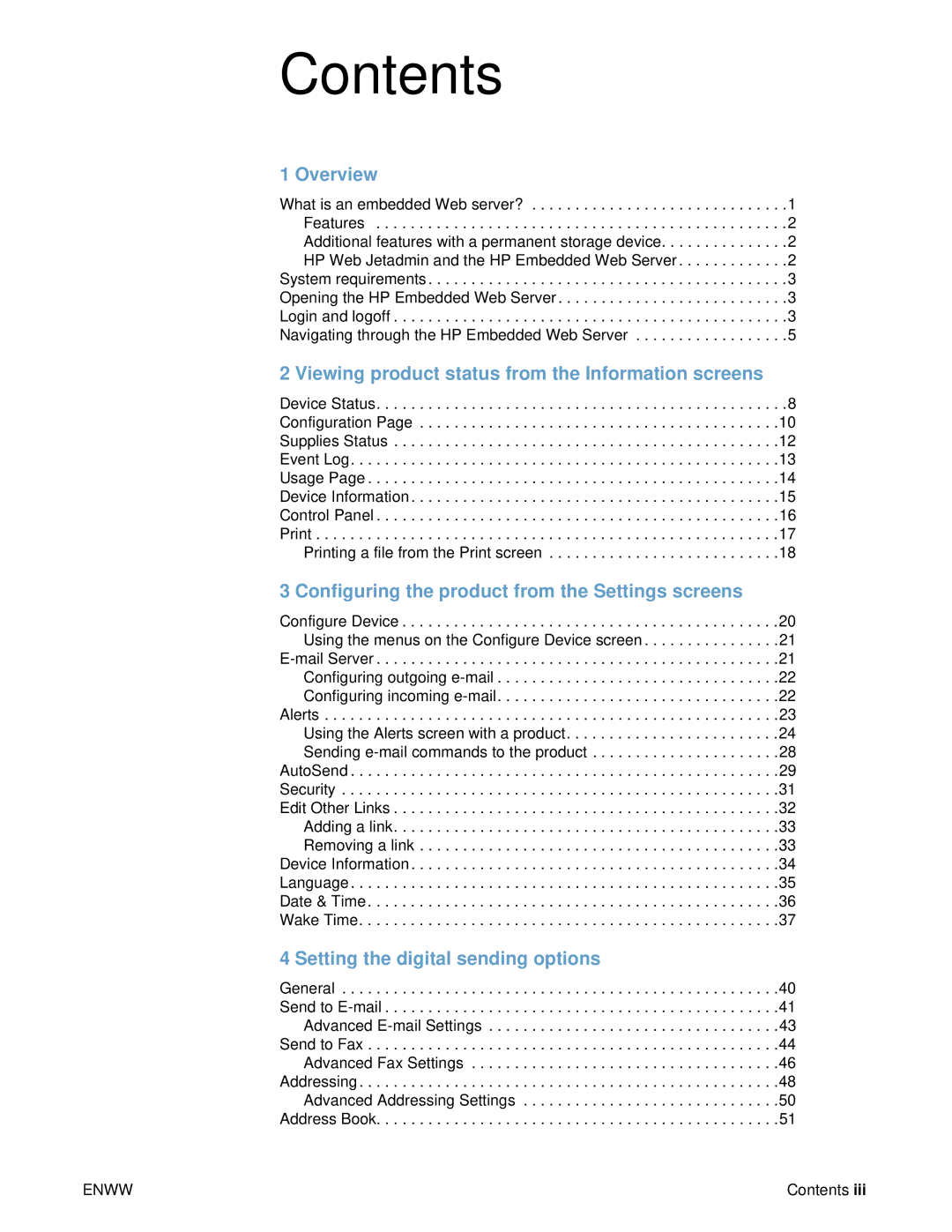 HP 9000 manual Contents 