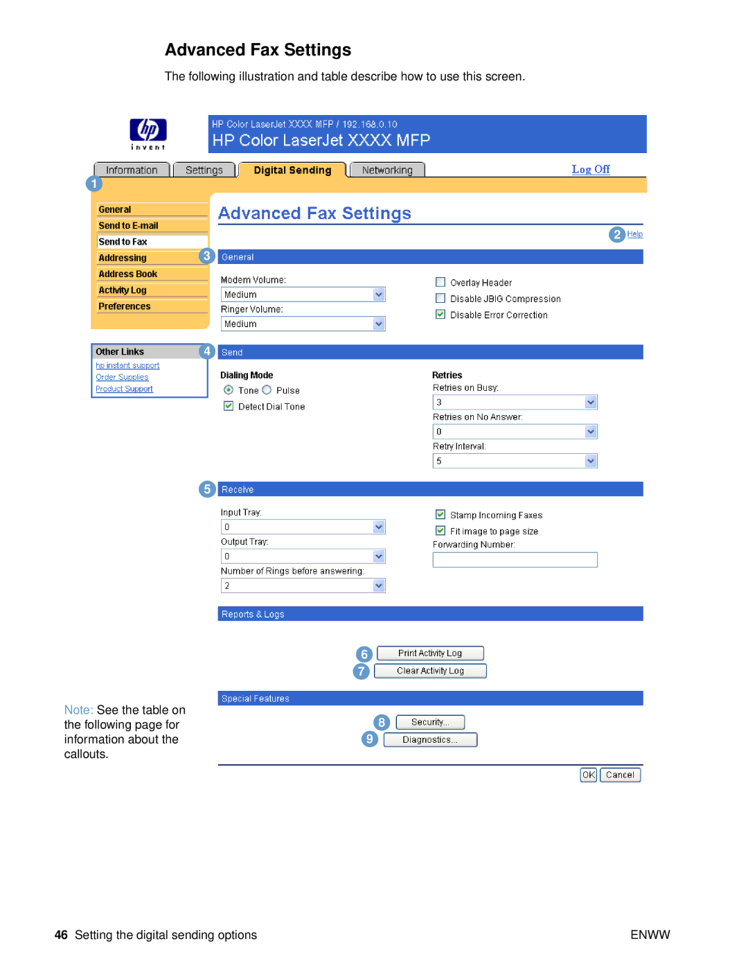 HP 9000 manual Advanced Fax Settings 