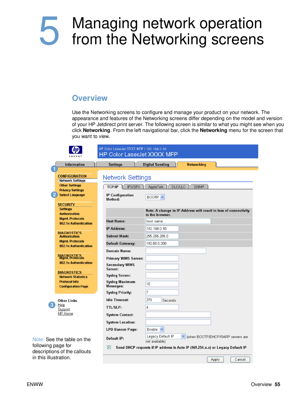 HP 9000 manual Managing network operation from the Networking screens, Overview 