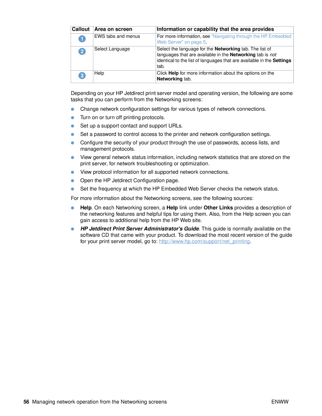 HP 9000 manual Networking tab 