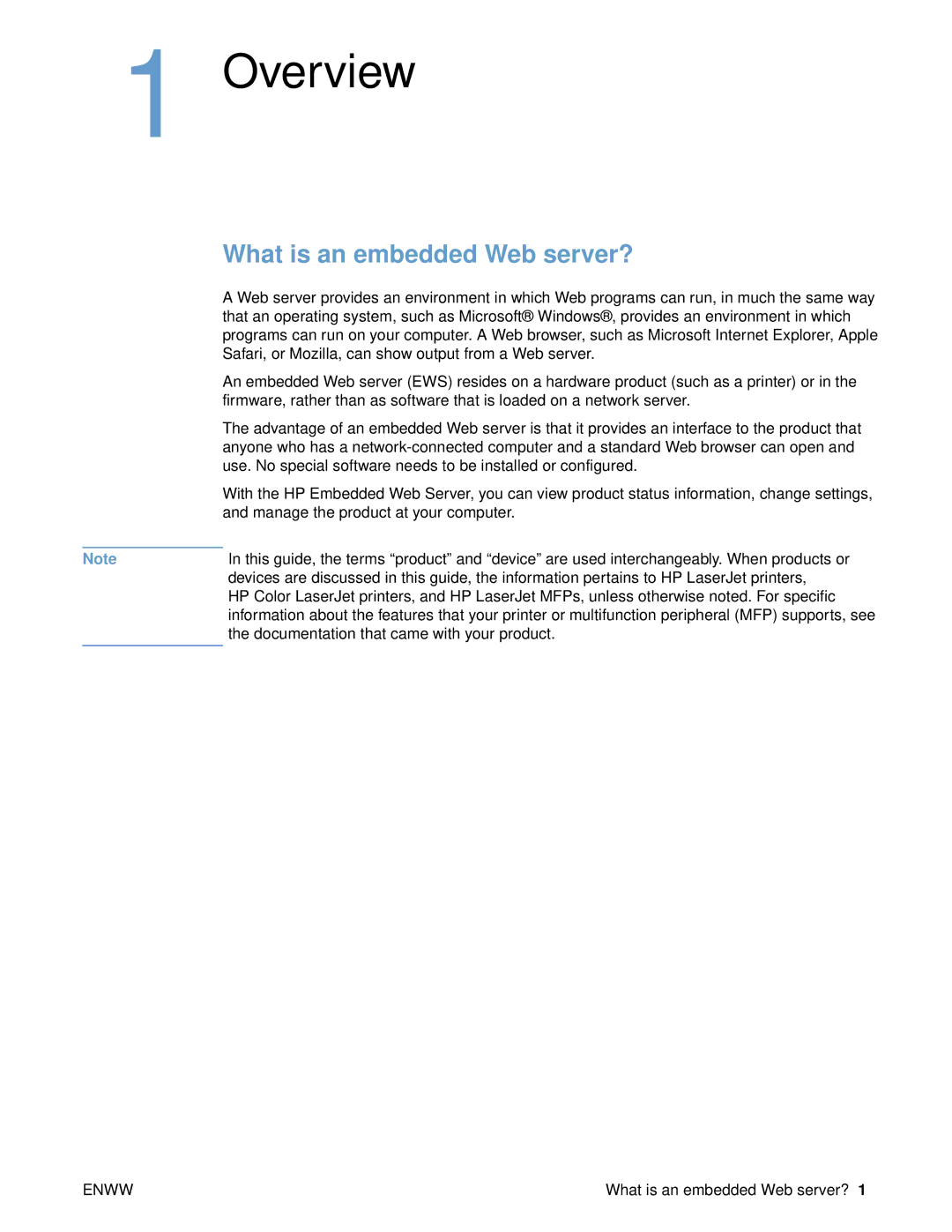 HP 9000 manual Overview, What is an embedded Web server? 