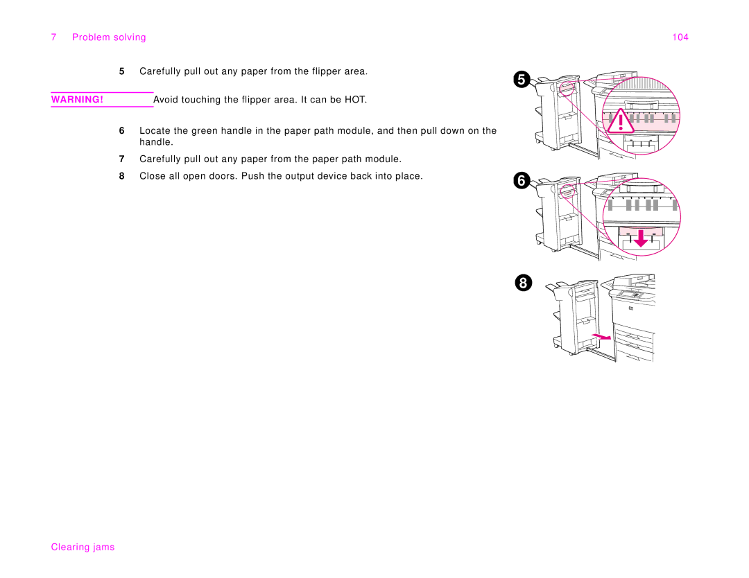 HP 9000Lmfp manual Clearing jams 