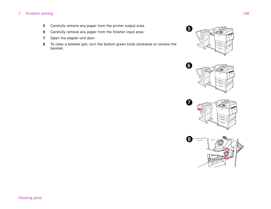 HP 9000Lmfp manual Clearing jams 