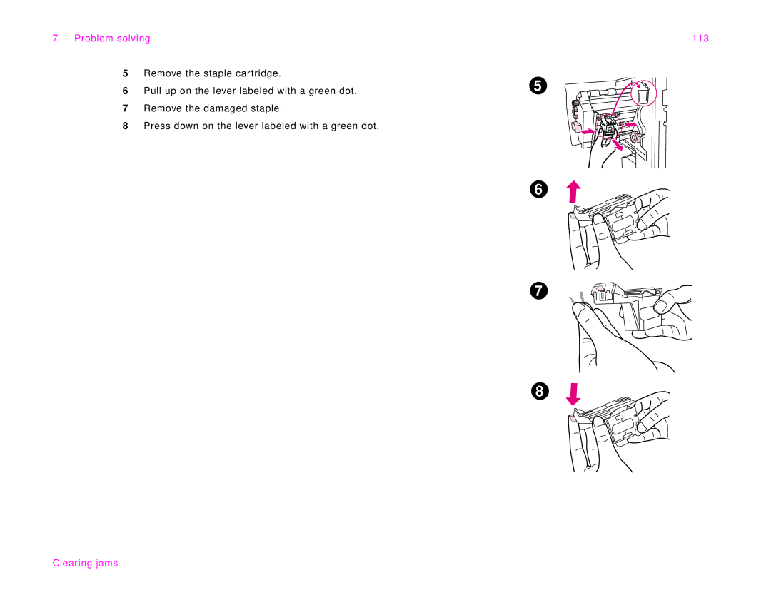 HP 9000Lmfp manual Problem solving, Clearing jams 