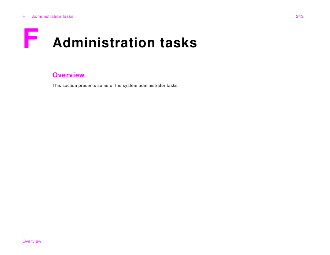 HP 9000Lmfp manual Administration tasks 243 