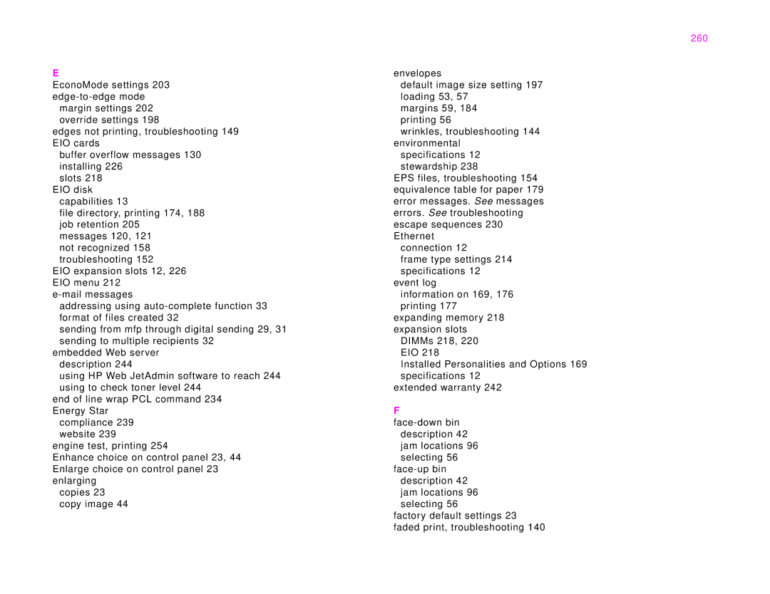 HP 9000Lmfp manual 260 