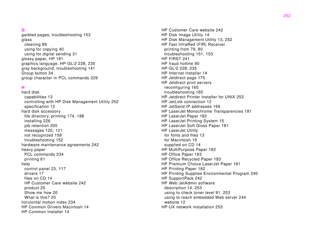 HP 9000Lmfp manual 262, HP First 