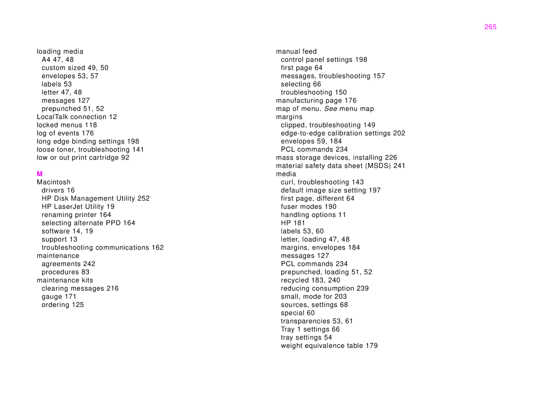 HP 9000Lmfp manual 265, Macintosh 