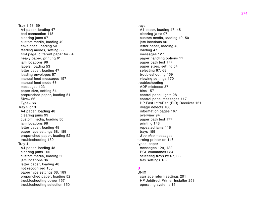 HP 9000Lmfp manual 274, Unix 