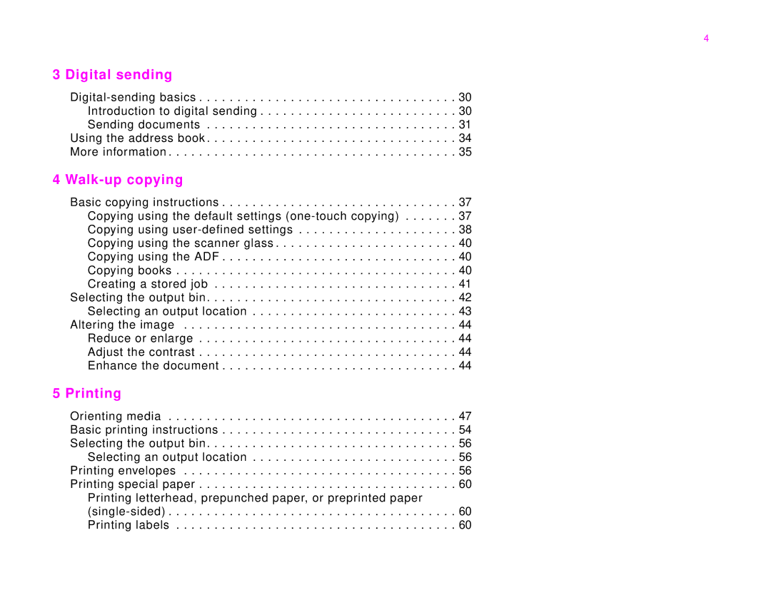 HP 9000Lmfp manual Digital sending, Walk-up copying, Printing 