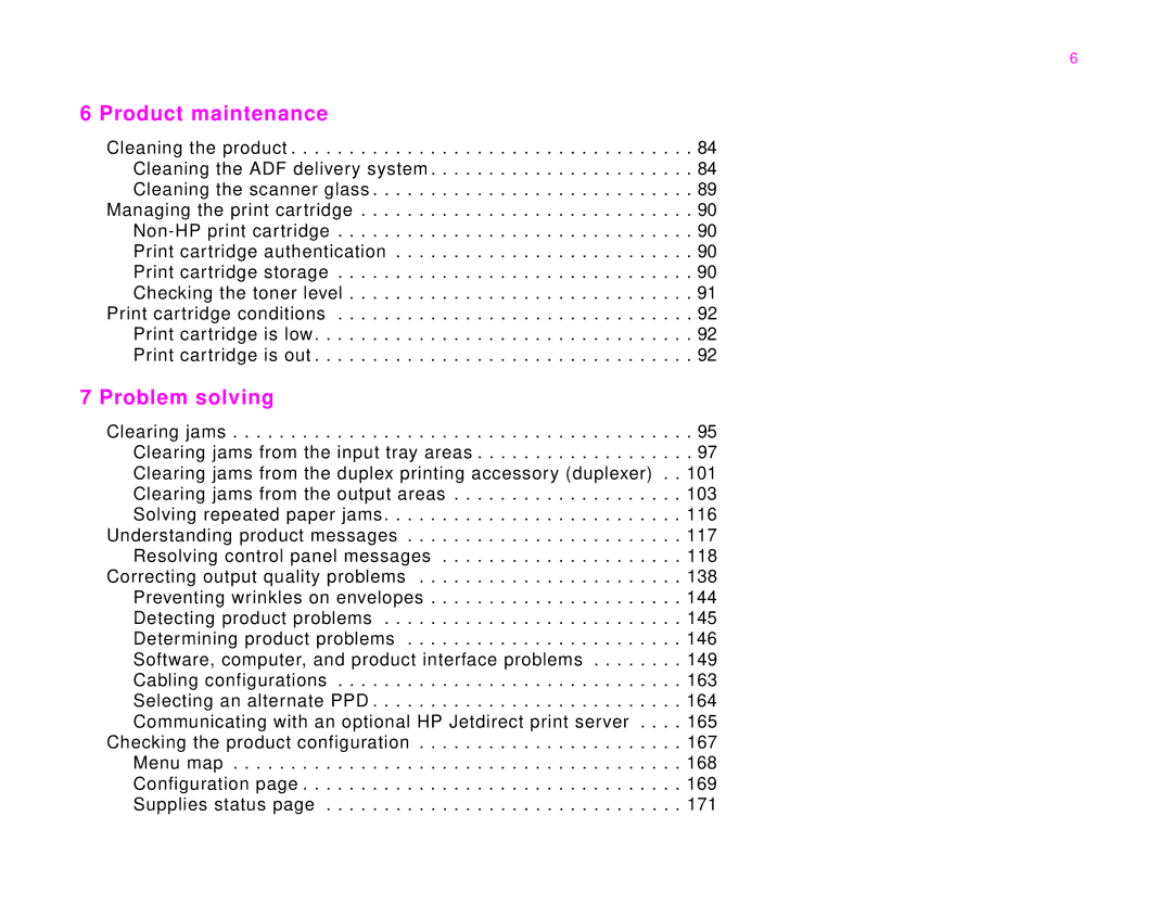 HP 9000Lmfp manual Product maintenance, Problem solving 