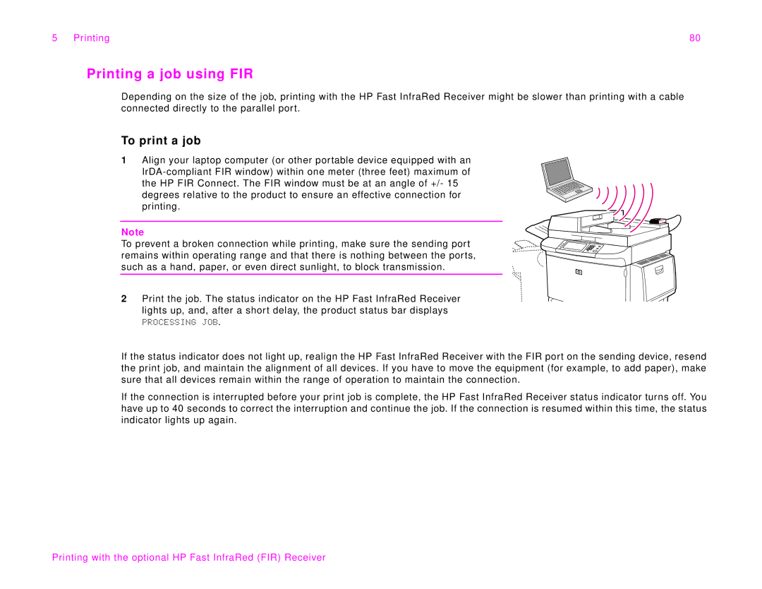 HP 9000Lmfp manual Printing a job using FIR, To print a job 