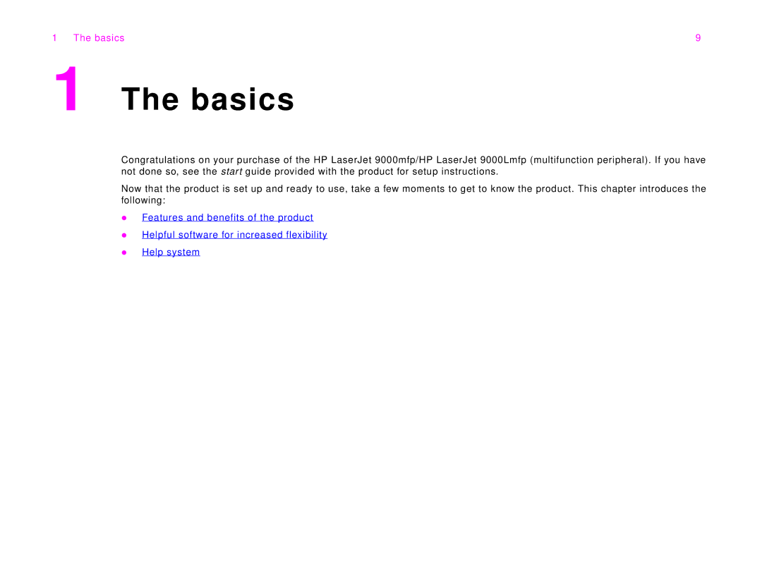 HP 9000Lmfp manual Basics 
