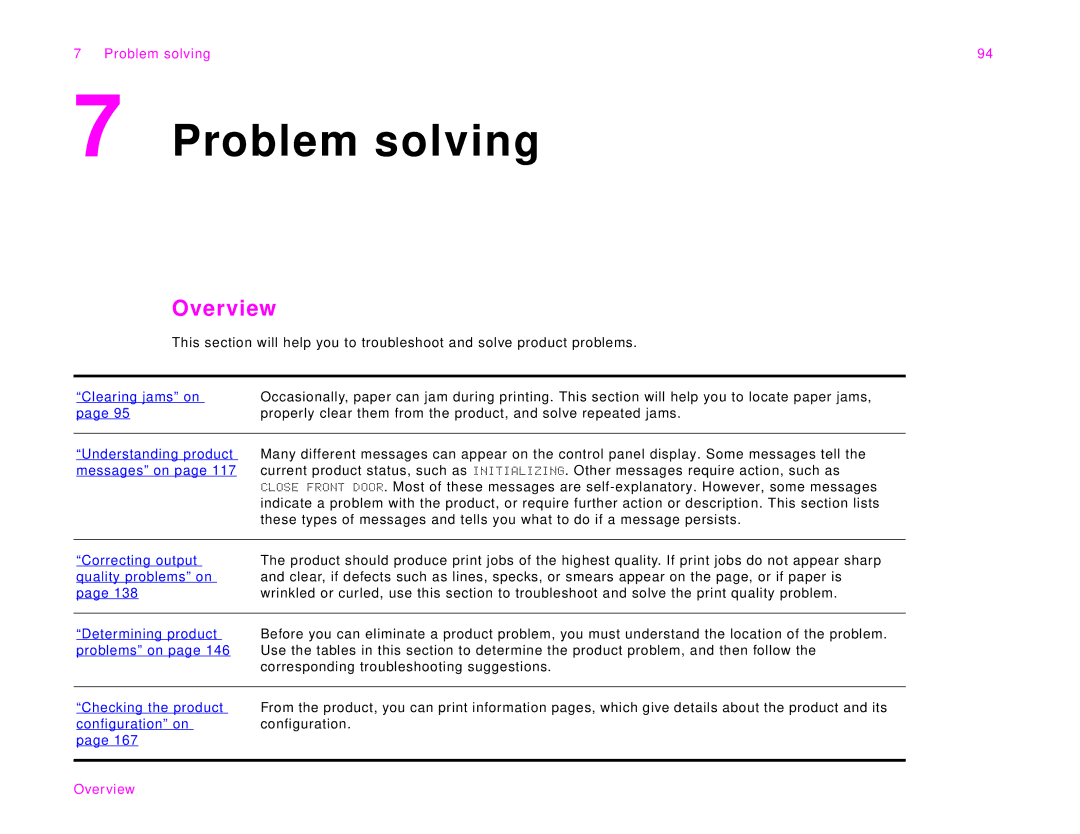 HP 9000Lmfp manual Problem solving 