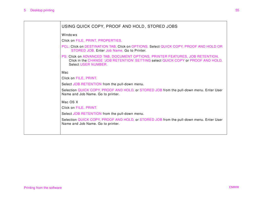 HP 9000MFC manual Using Quick COPY, Proof and HOLD, Stored Jobs 