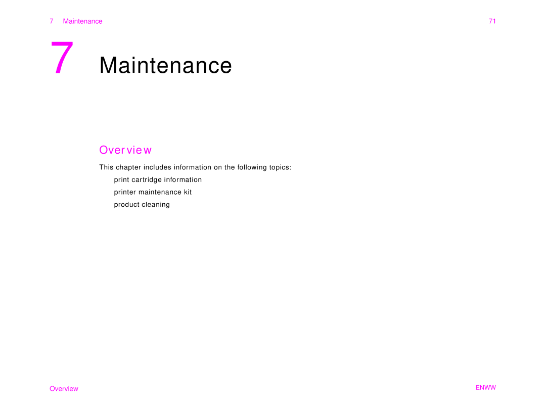 HP 9000MFC manual Maintenance 