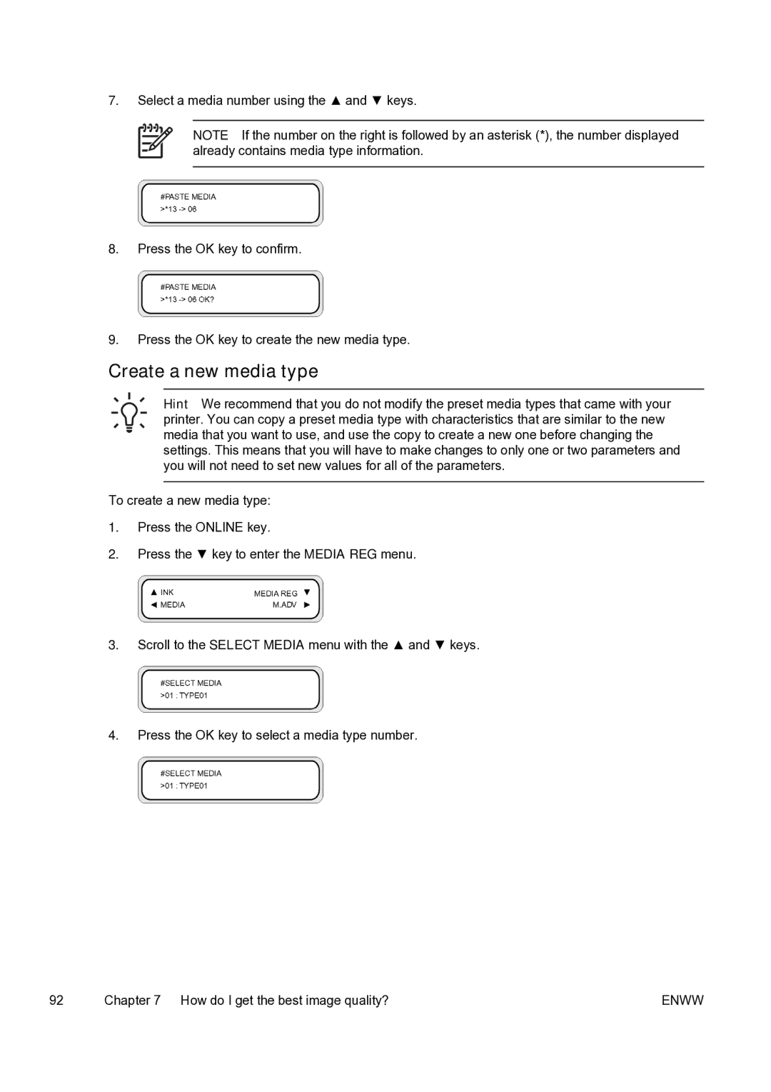 HP 9000s manual Create a new media type 