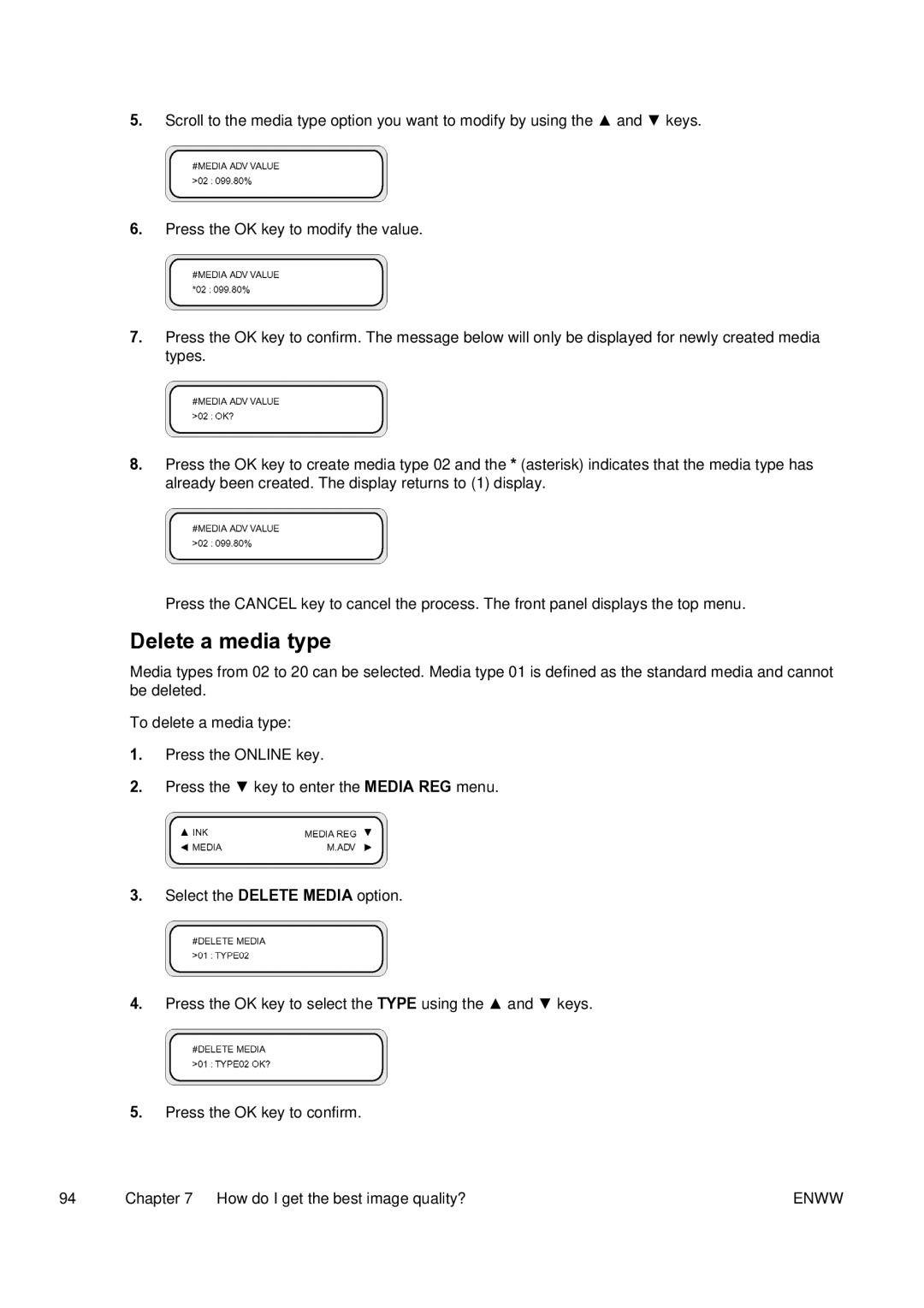 HP 9000s manual Delete a media type 