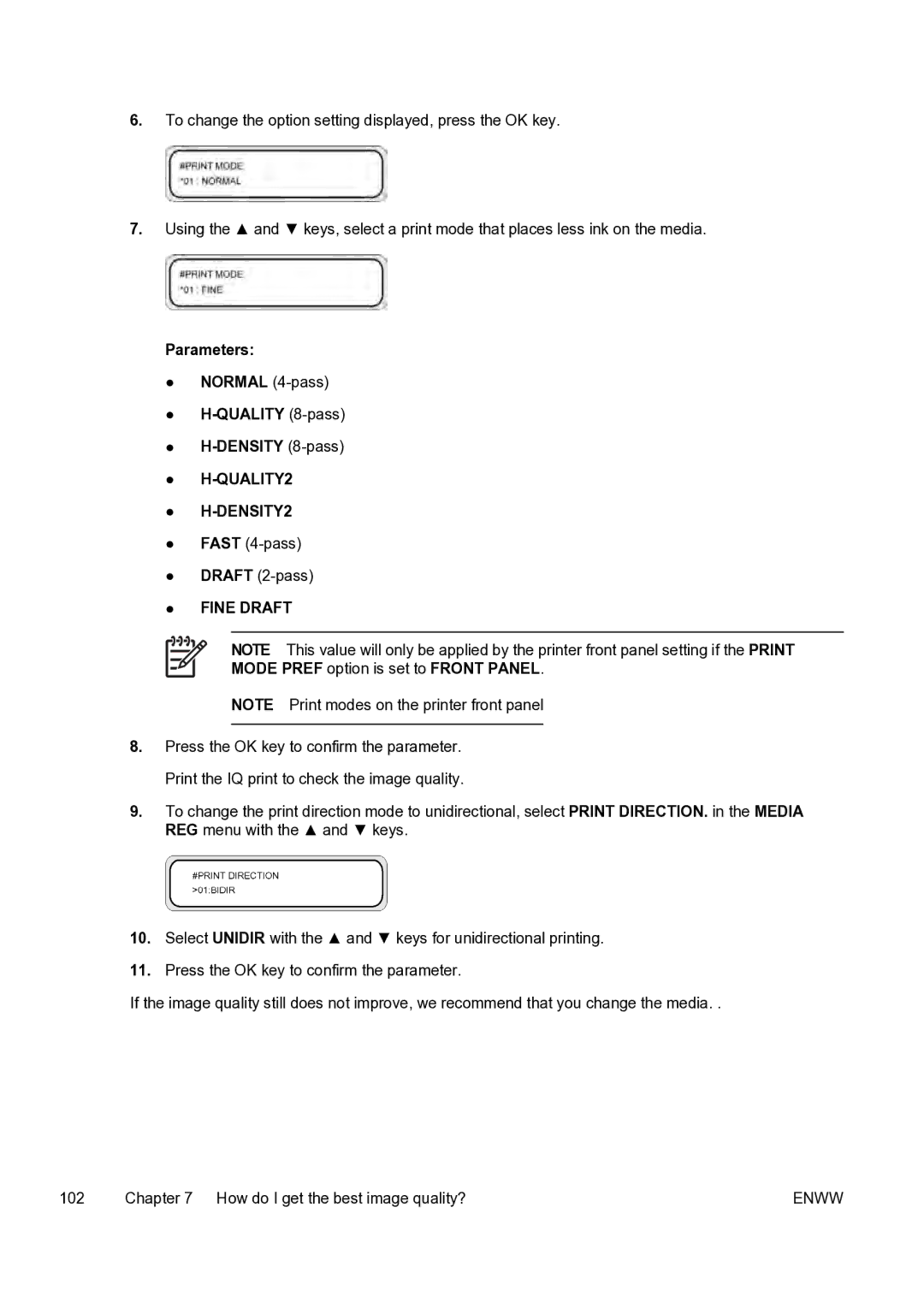 HP 9000s manual QUALITY2 DENSITY2 