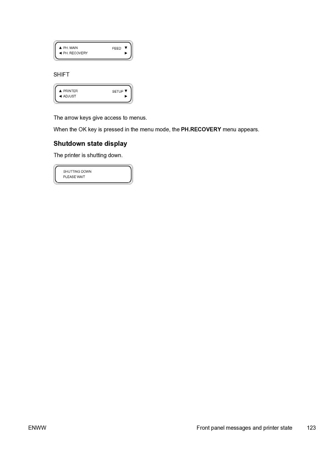 HP 9000s manual Shutdown state display 