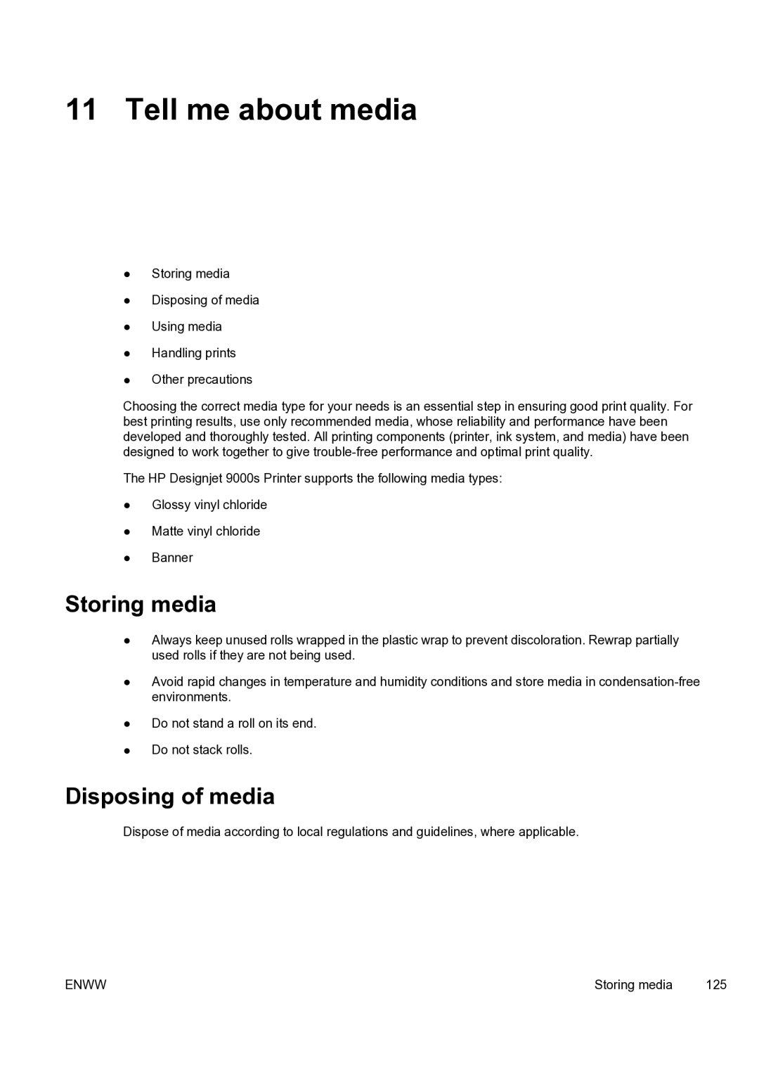 HP 9000s manual Tell me about media, Storing media, Disposing of media 