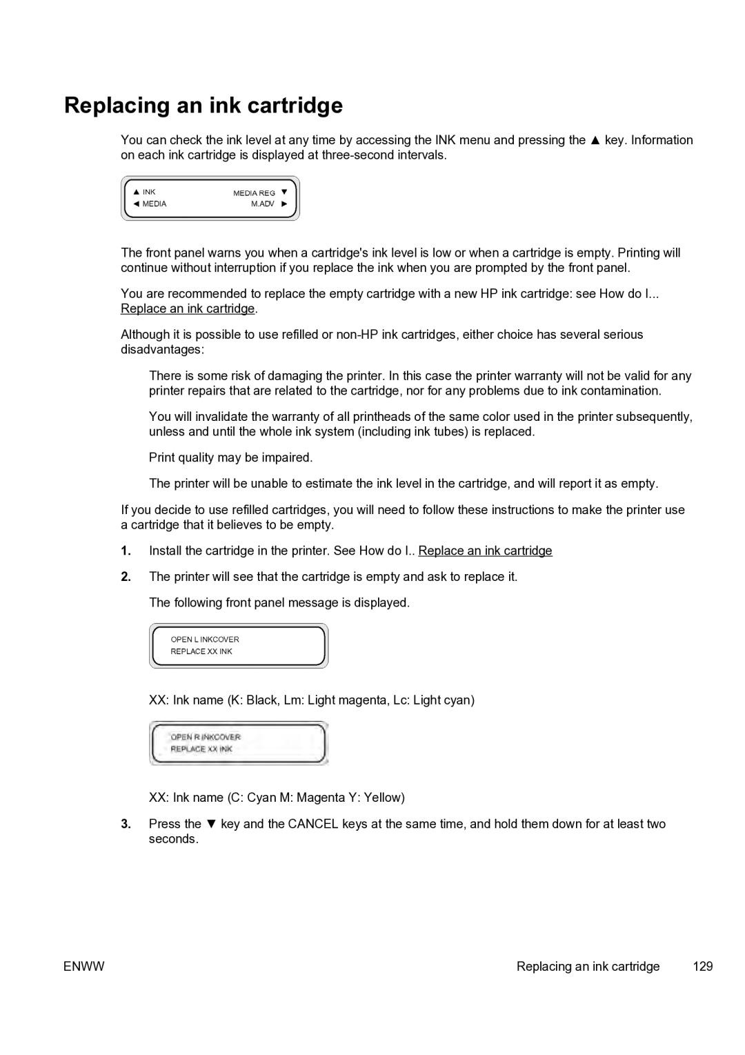 HP 9000s manual Replacing an ink cartridge 