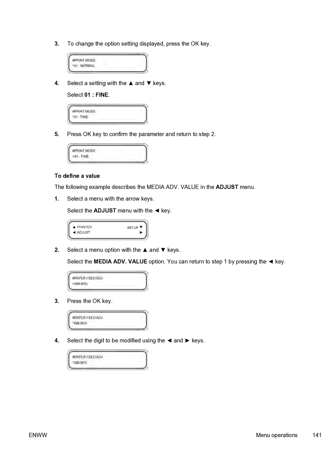 HP 9000s manual To define a value 