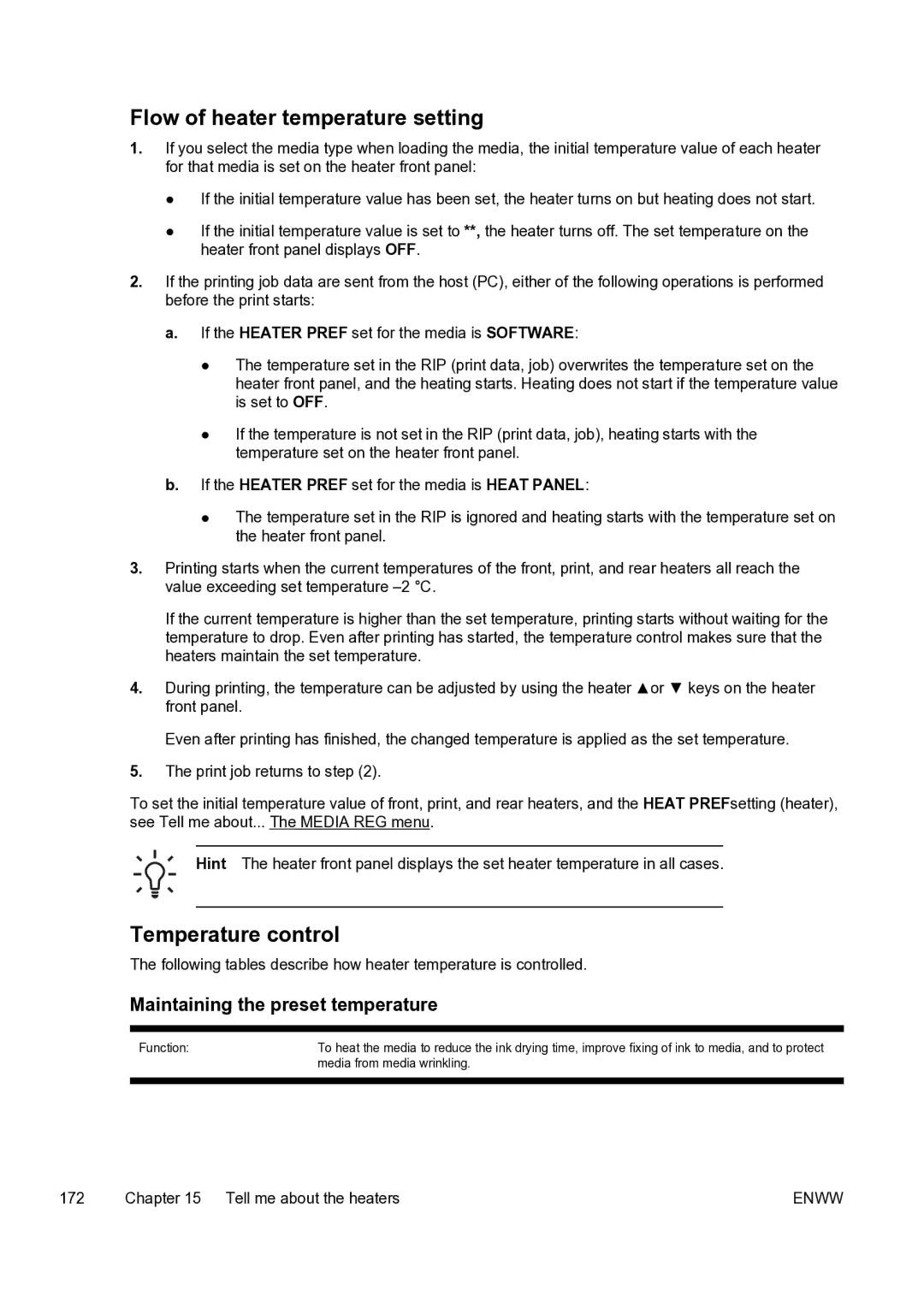 HP 9000s manual Flow of heater temperature setting, Temperature control, Maintaining the preset temperature 