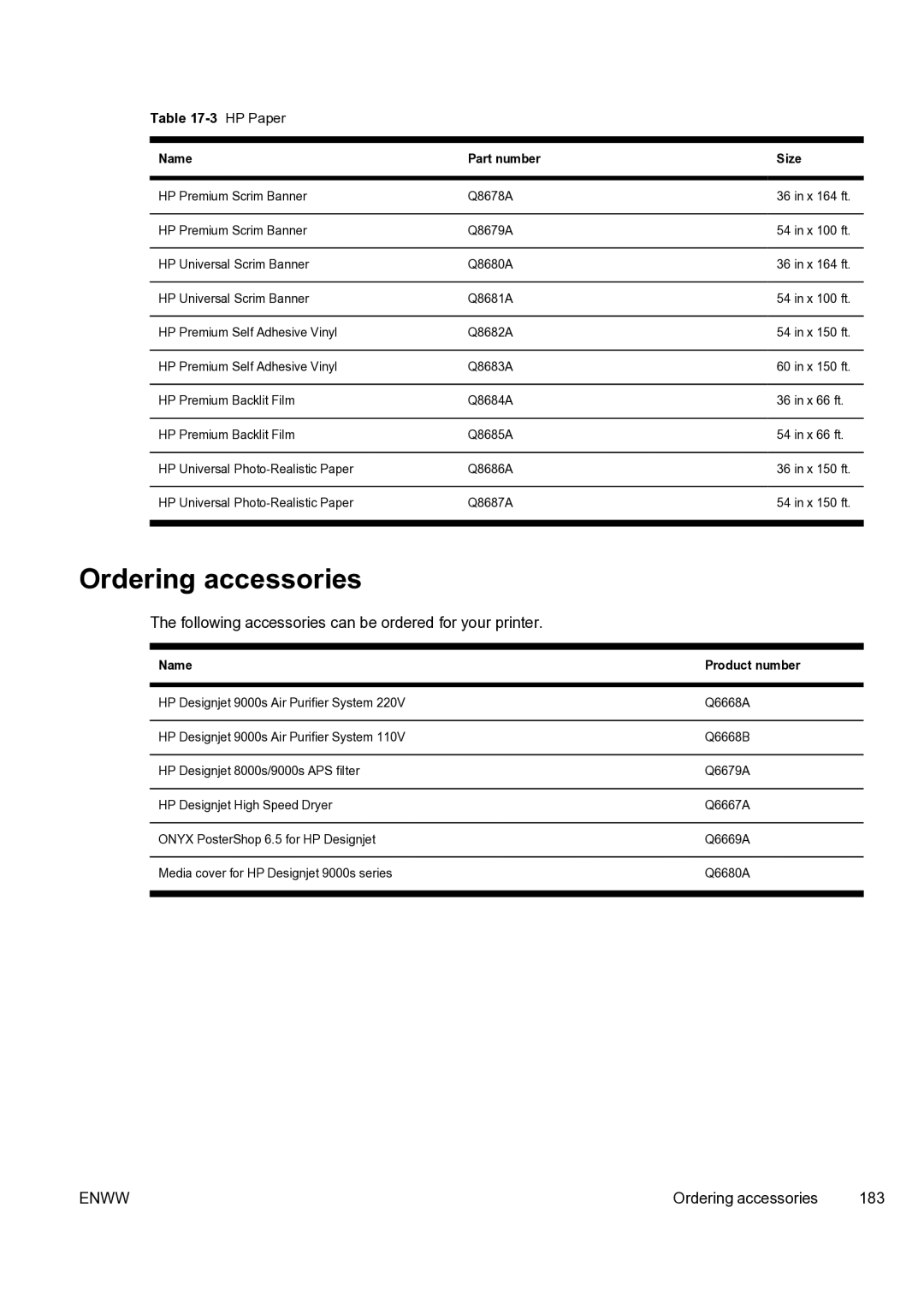 HP 9000s manual Ordering accessories, HP Paper 