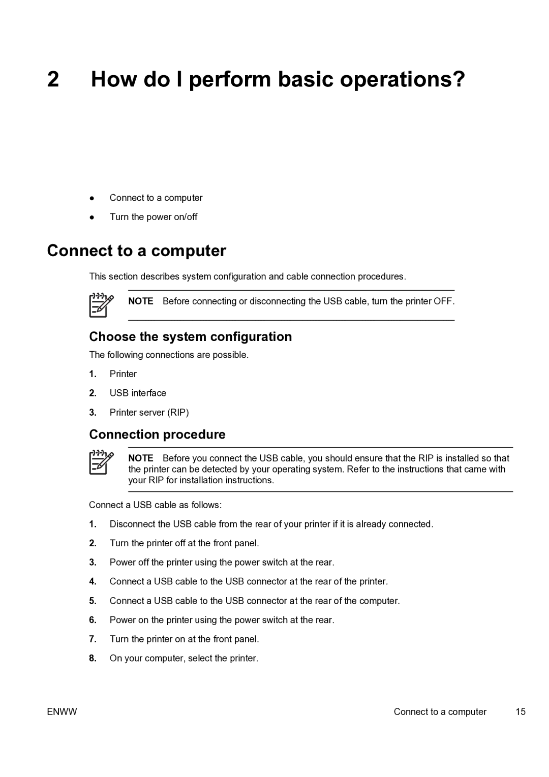 HP 9000s How do I perform basic operations?, Connect to a computer, Choose the system configuration, Connection procedure 