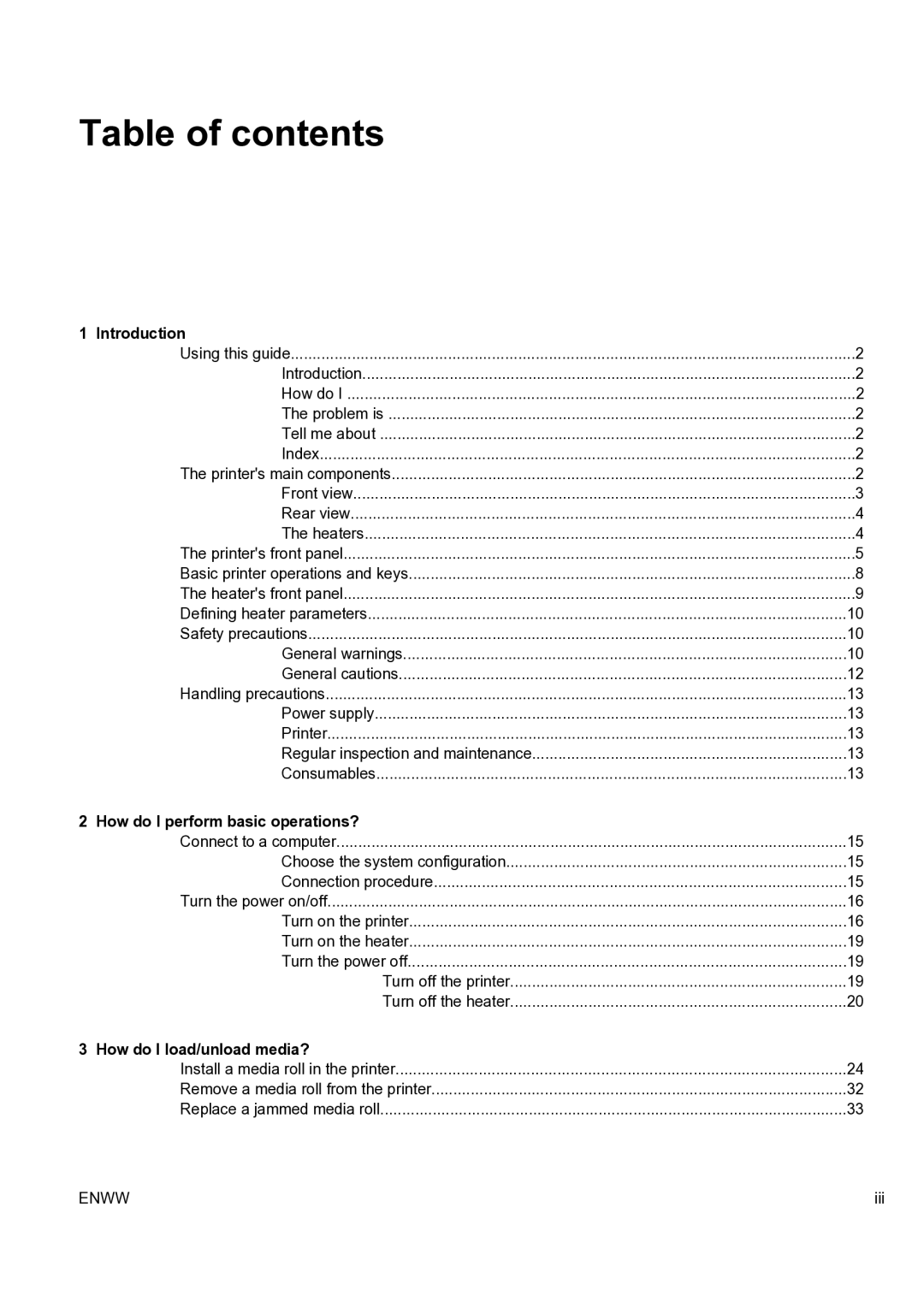 HP 9000s manual Table of contents 