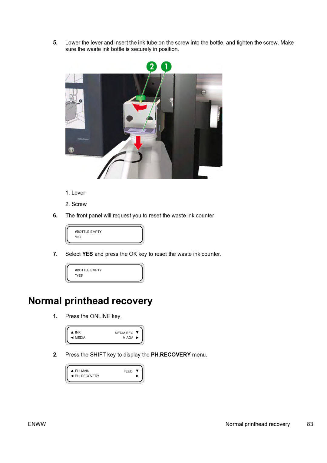 HP 9000s manual Normal printhead recovery 