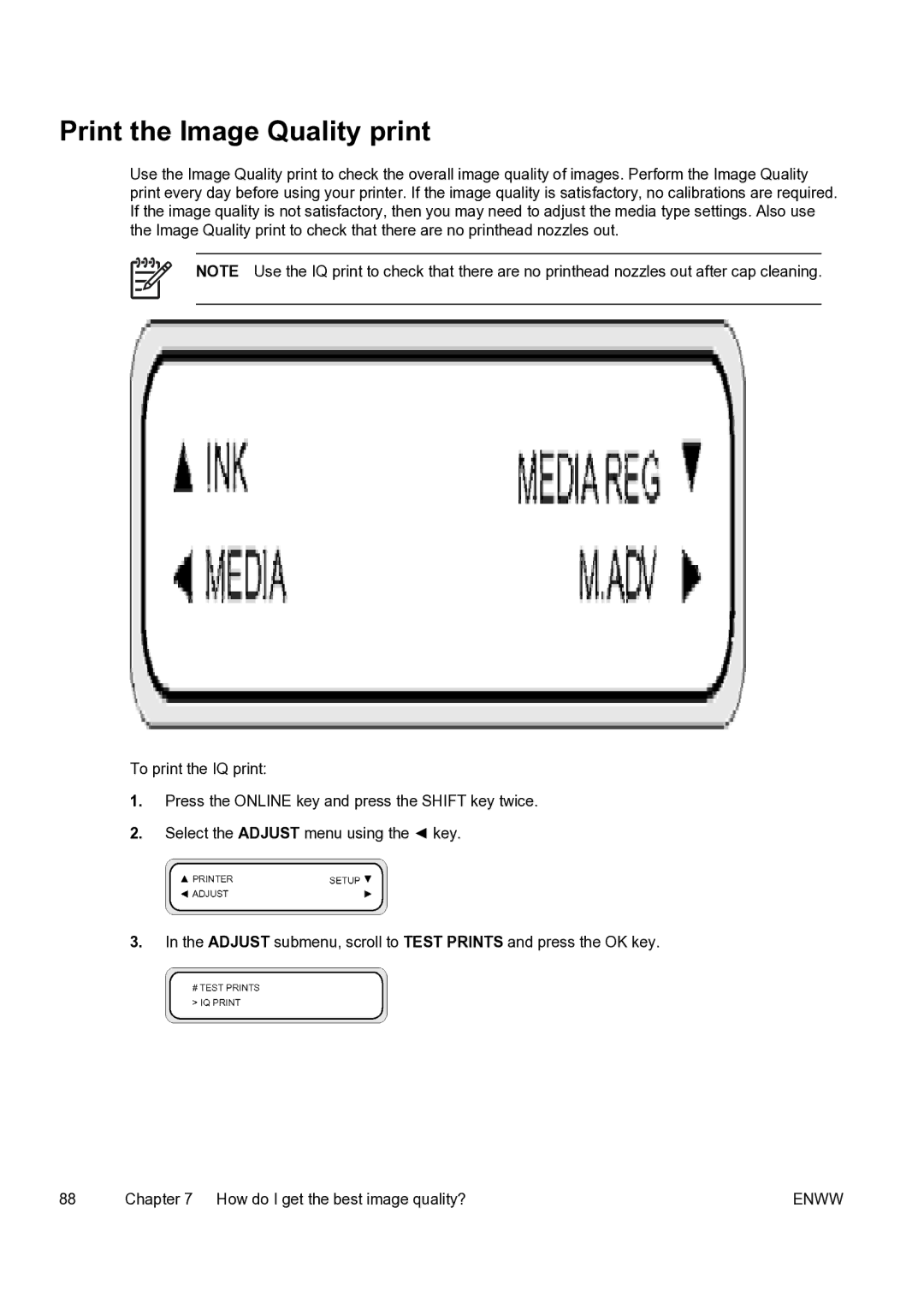 HP 9000s manual Print the Image Quality print 