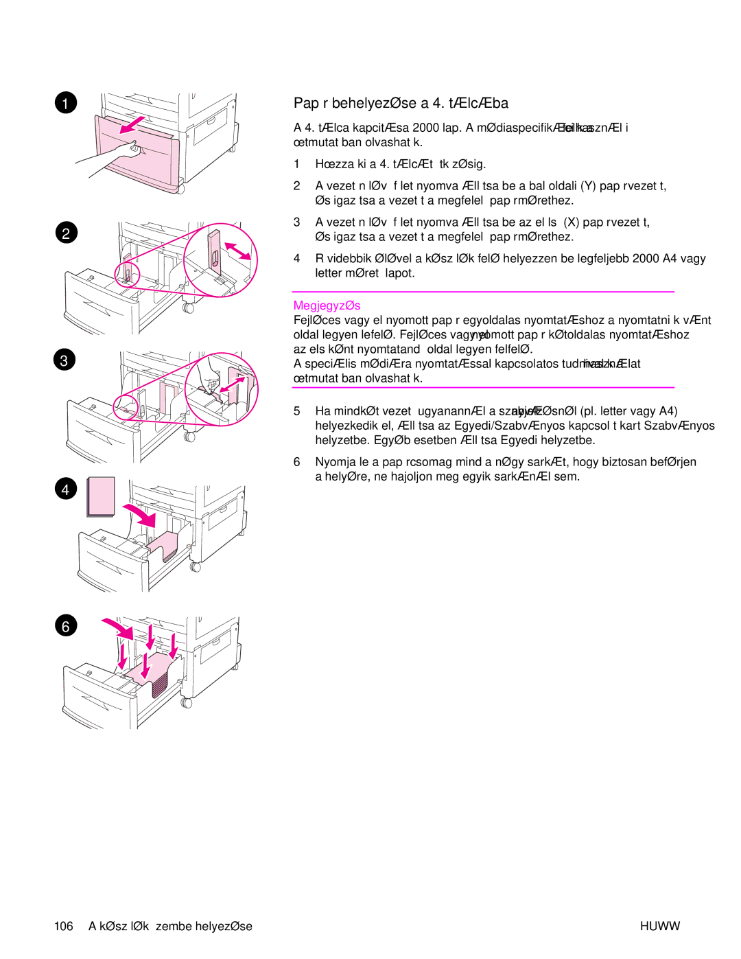 HP 9040MFP, 9050MFP manual Papír behelyezése a 4. tálcába 