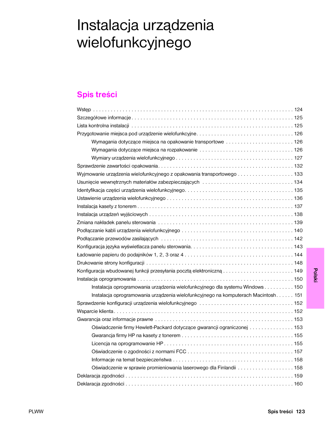 HP 9050MFP, 9040MFP manual Spis treści 