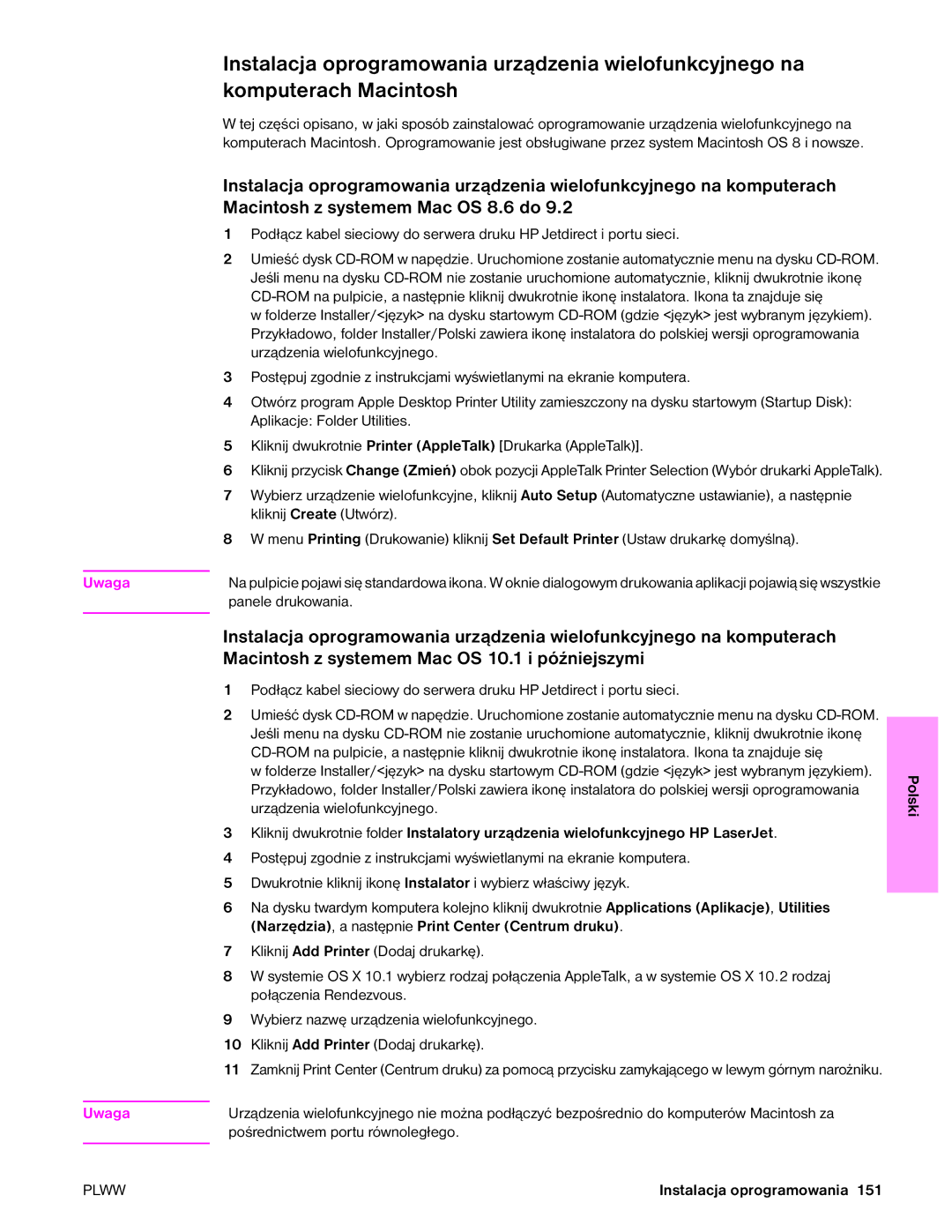 HP 9050MFP, 9040MFP manual Polski 