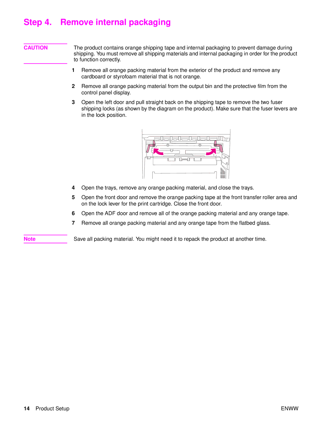 HP 9040MFP, 9050MFP manual Remove internal packaging 