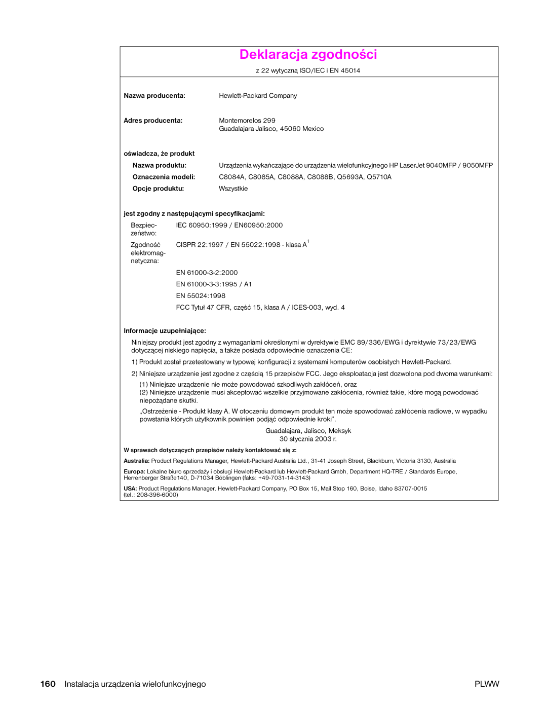 HP 9040MFP, 9050MFP manual Wszystkie 