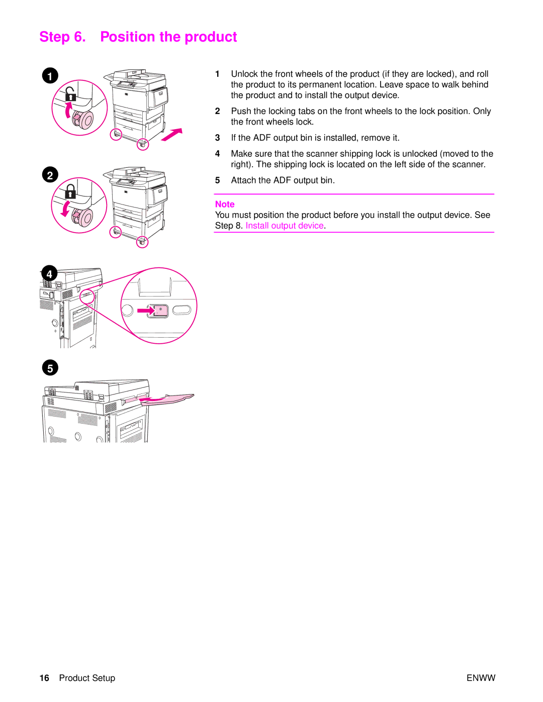 HP 9040MFP, 9050MFP manual Position the product 